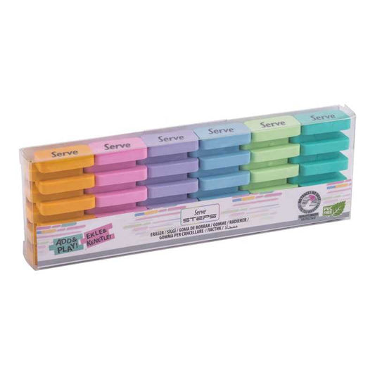 Serve Steps Eraser Pastel 6 Colors