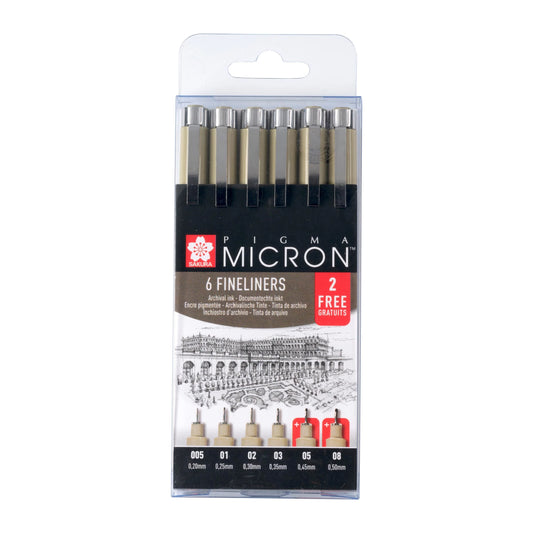 Sakura Pigma Micron fineliner promotion set | 4 + 2 free