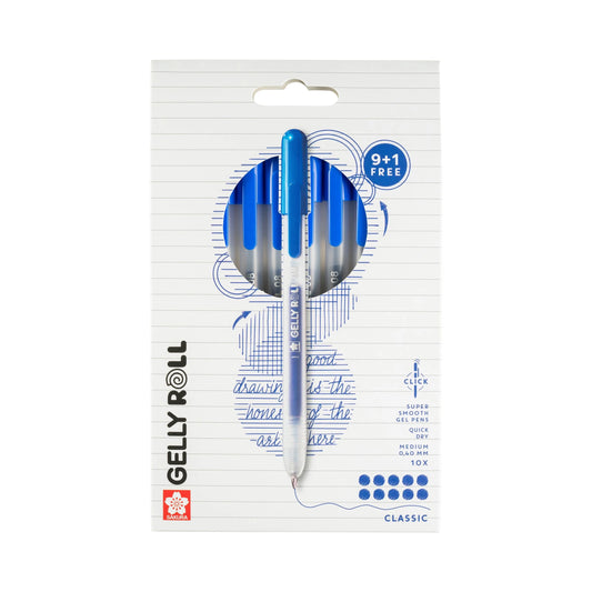 Sakura GellyRoll Classic Gel Pens Blue (9 + 1 for free)