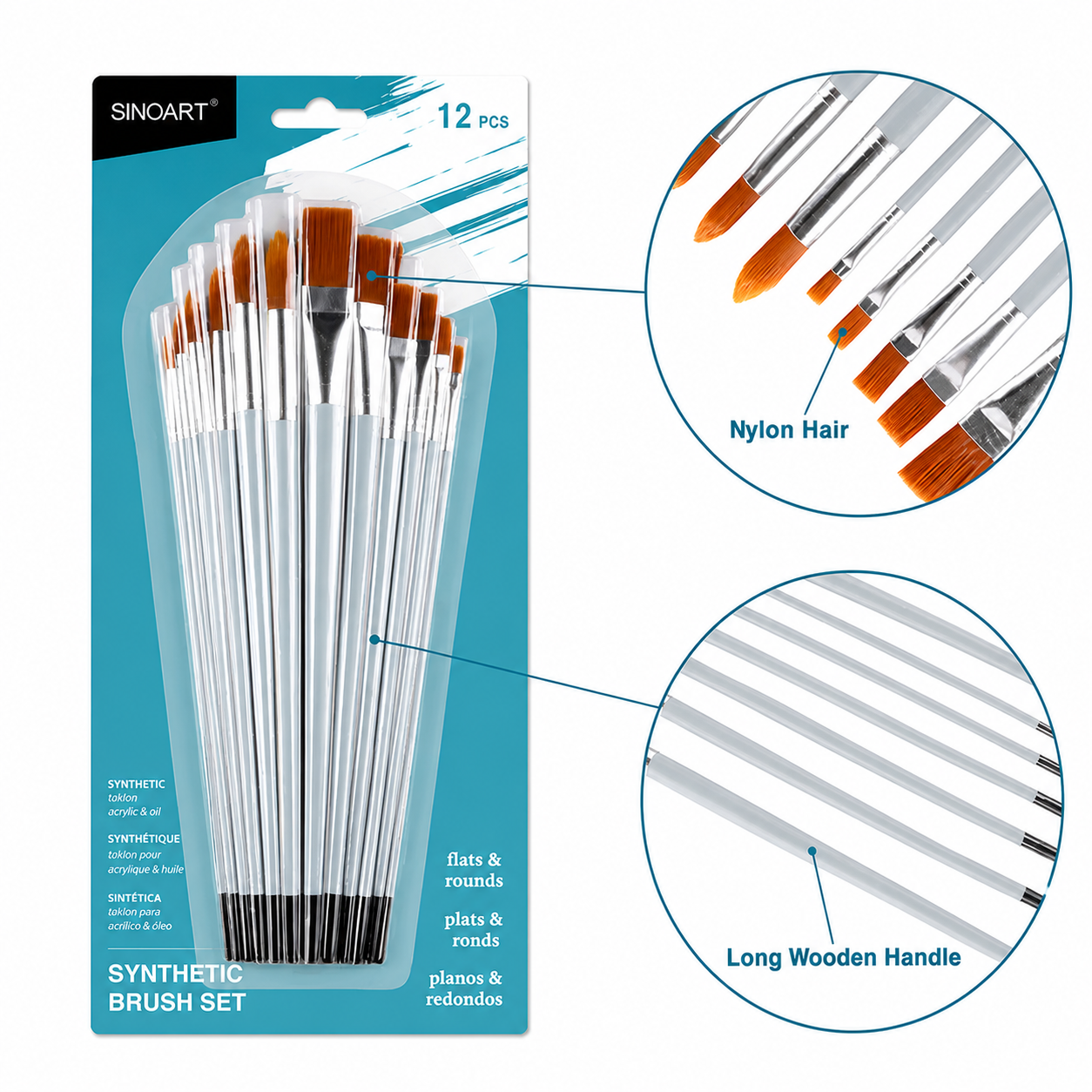 Sinoart Long Handle Brush Set 12pcs