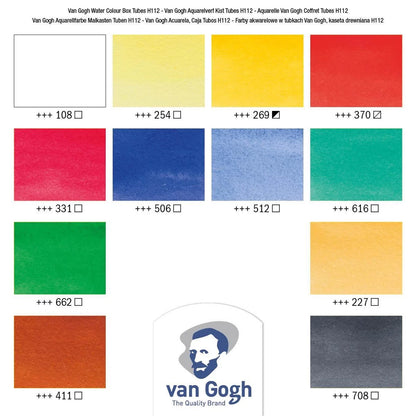 Van Gogh Watercolour wooden box | 12 x 10 ml tubes + 3 accessories