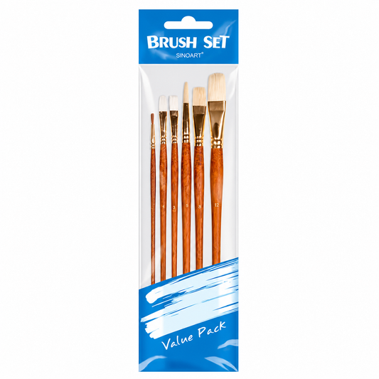 Sinoart Long Handle Brush Set Painting 6pcs