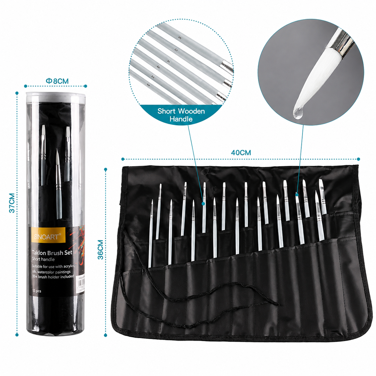Sinoart Watercolor Tube Brush Set 18pcs