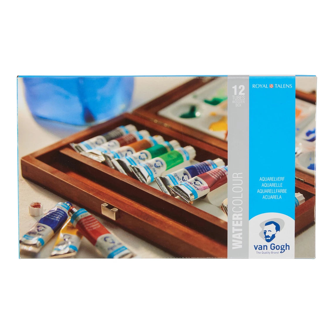 Van Gogh Watercolour wooden box | 12 x 10 ml tubes + 3 accessories