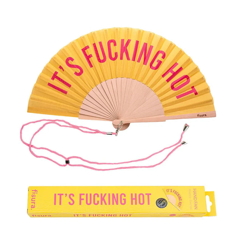 Hand Fan "Fucking Hot" Yellow and Pink