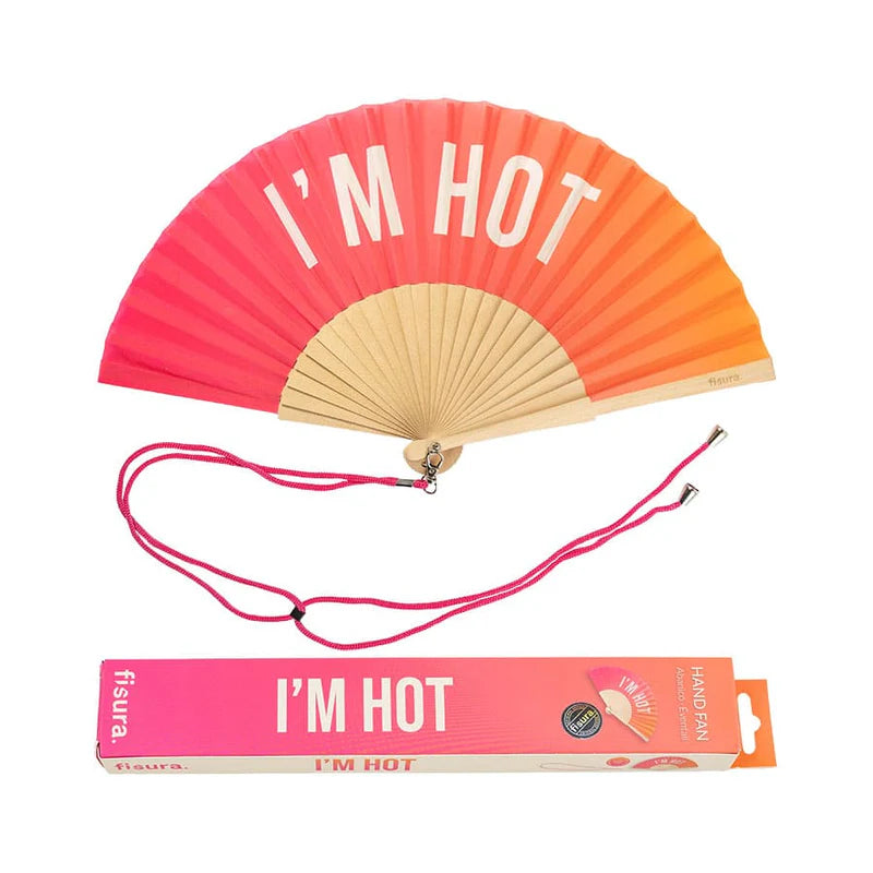Hand Fan "I'm Hot" pink and Orange Gradient