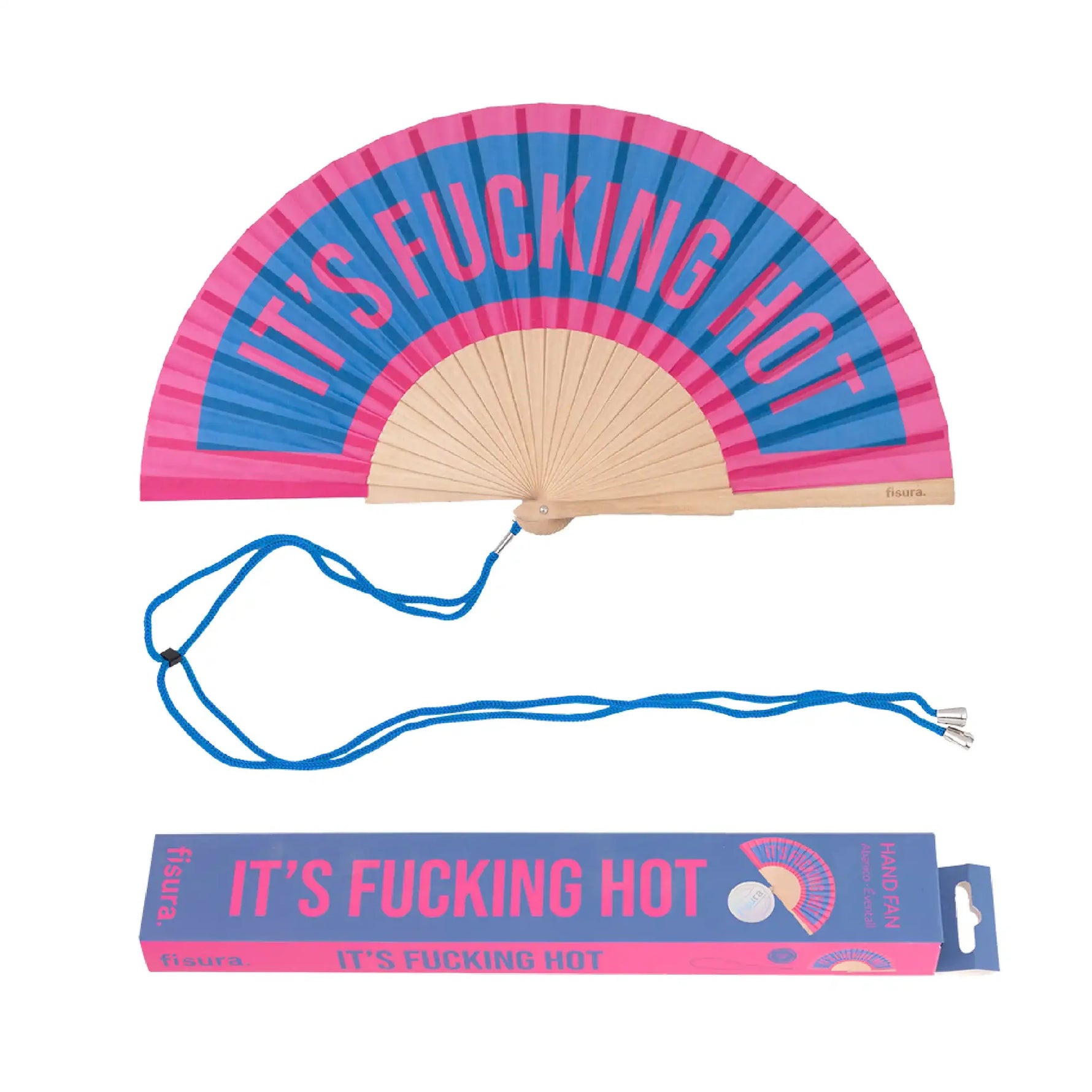 Hand Fan "Its Fucking Hot" Pink and Blue