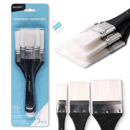 Sinoart White Synthetic Brushes 3pcs