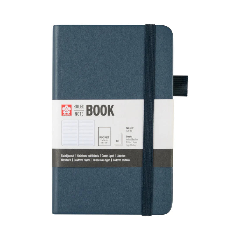Sakura Ruled Hard Cover Notebook 9x14 Deep Indigo