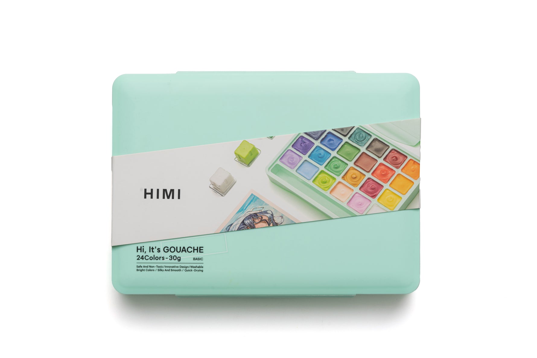 Himi Jelly Cup Gouache Set-24 Colours (Green Case)