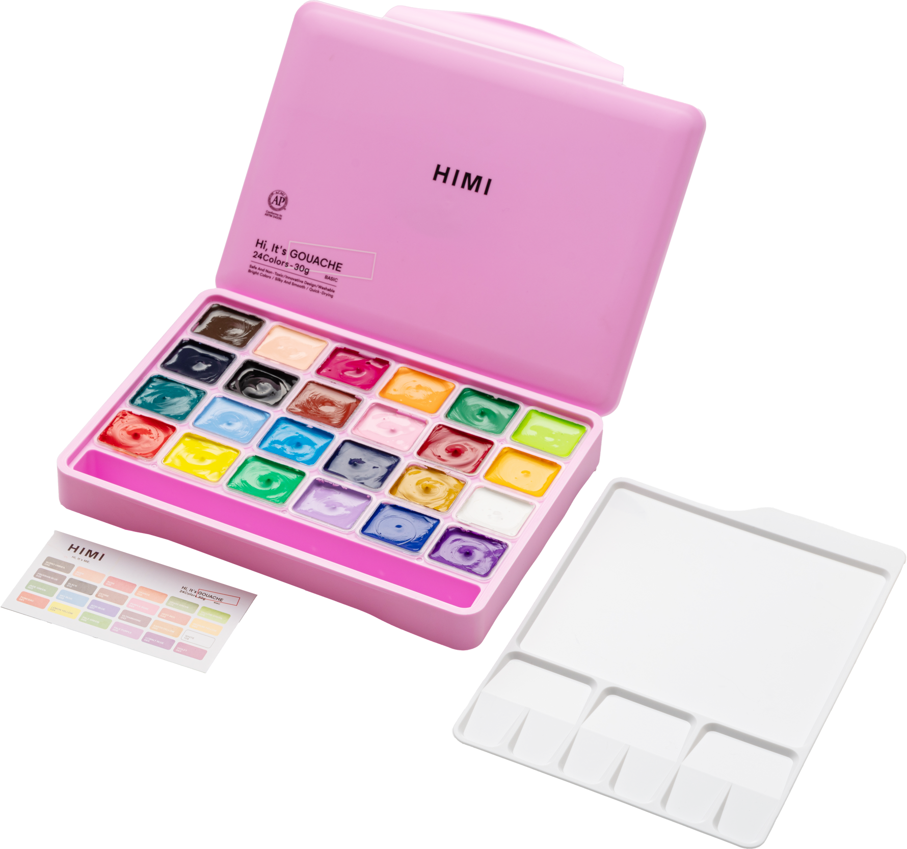 Himi Jelly Cup Gouache Set-24 Colours (Pink Case)