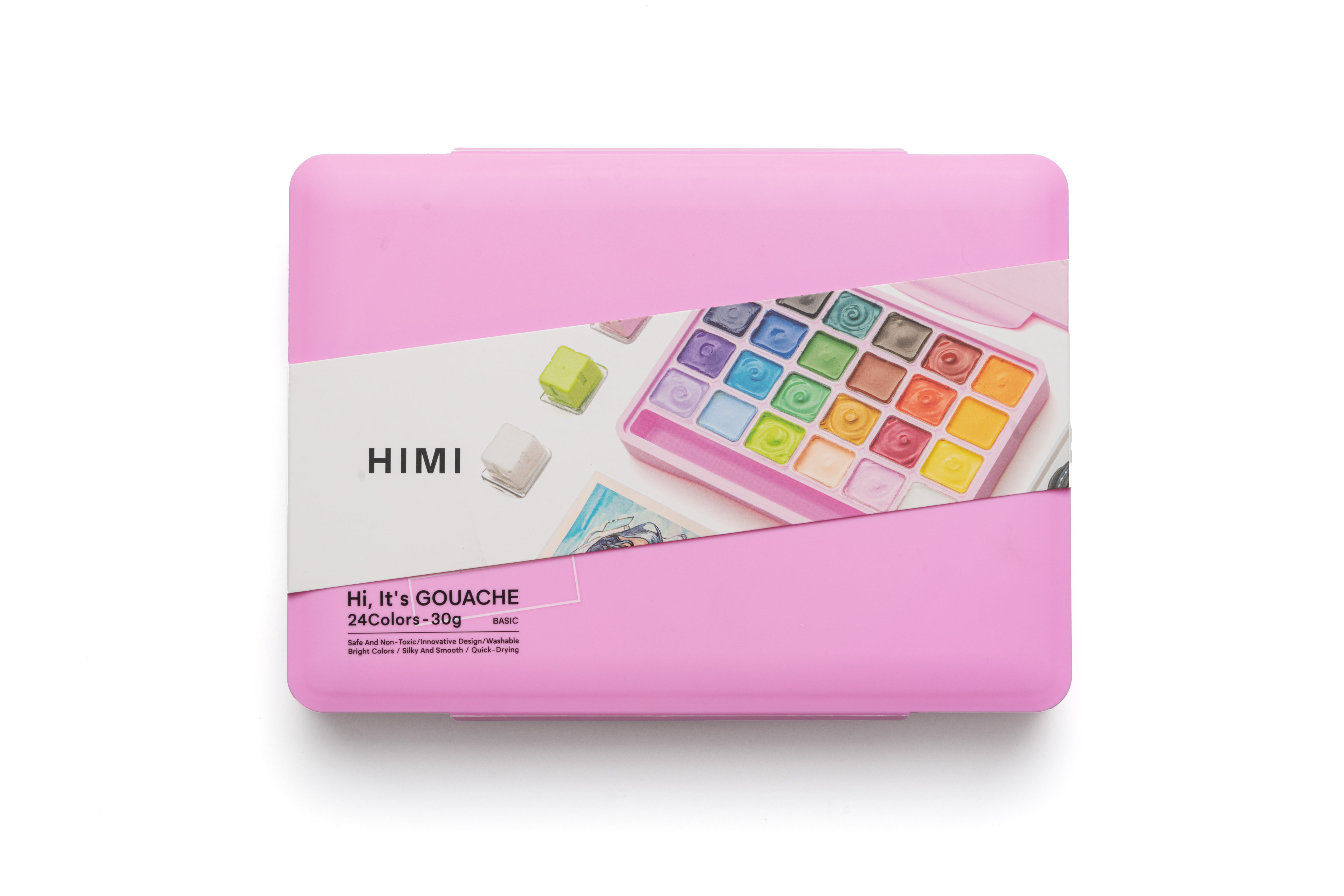 Himi Jelly Cup Gouache Set-24 Colours (Pink Case)