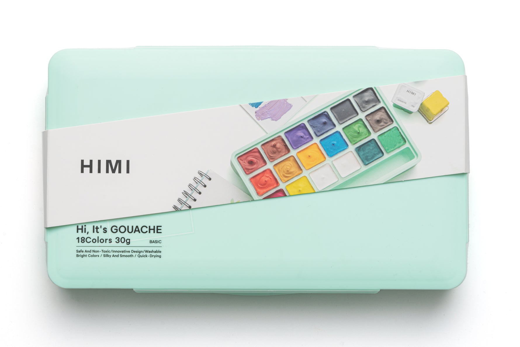 Himi Jelly Cup Gouache Set-18 Colours (Green Case)