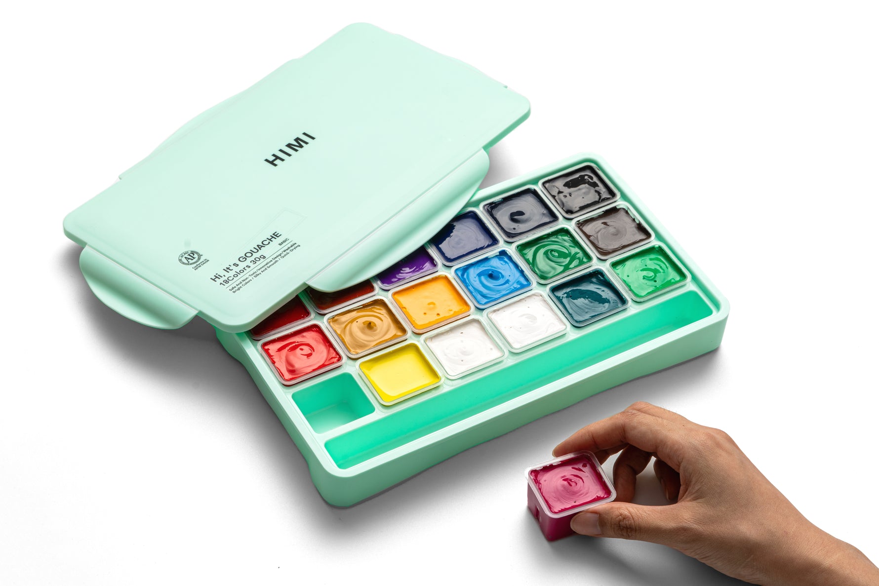 Himi Jelly Cup Gouache Set-18 Colours (Green Case)