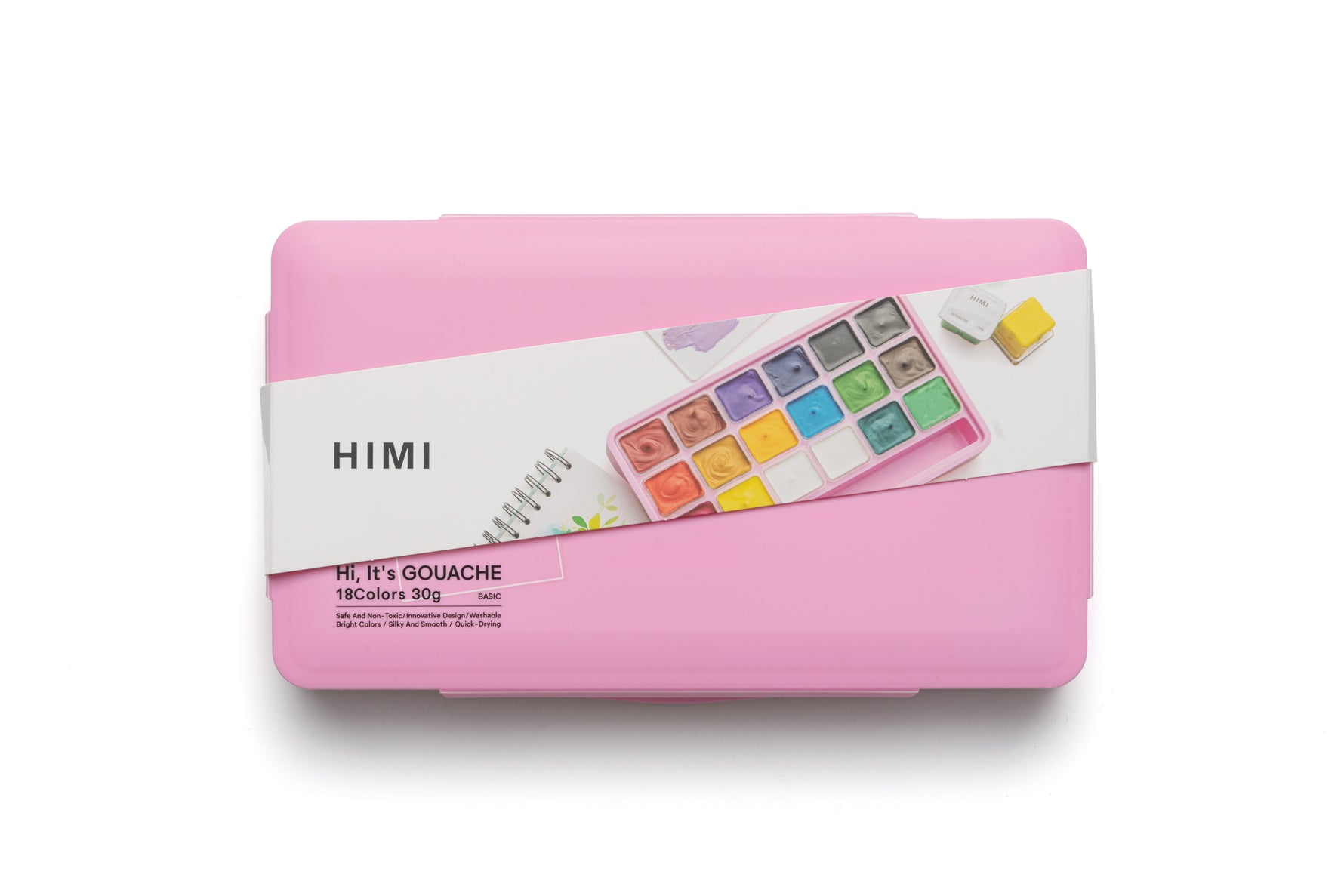 Himi Jelly Cup Gouache Set-18 Colours (Pink Case)