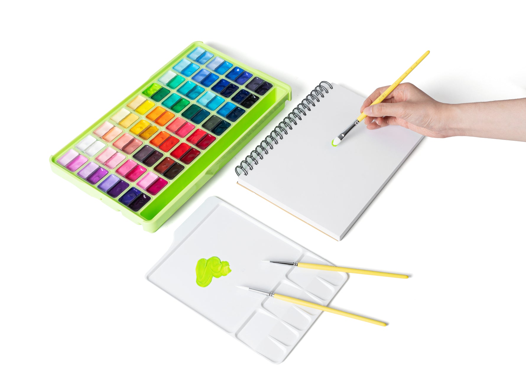 Himi Twin Cup Gouache Kit-72 Colours (Apple Green Case)