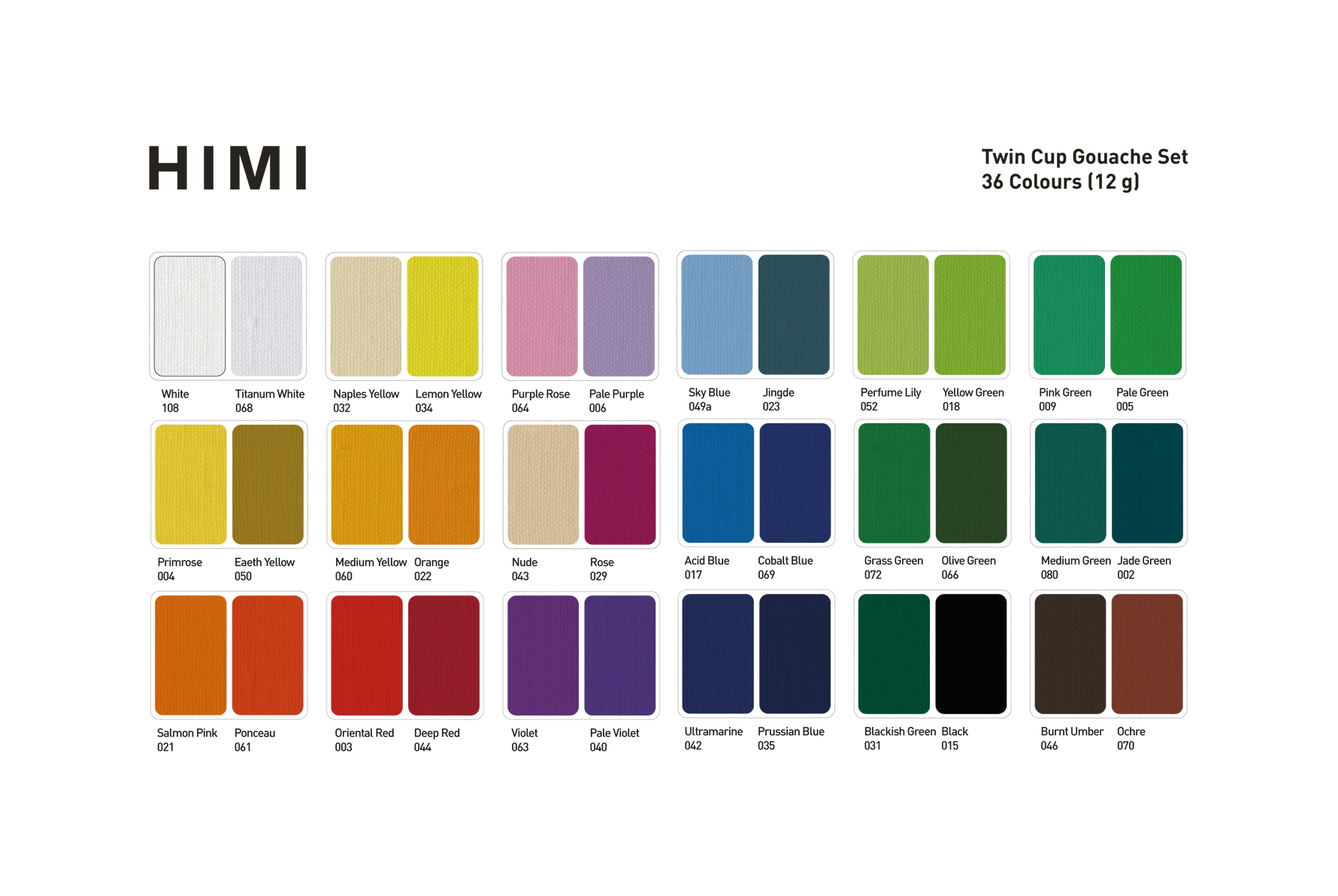 Himi Twin Cup Gouache Set-36 Colours+3 Brushes (Ice Blue Case)