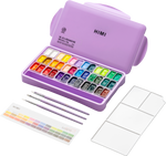 Himi Twin Cup Gouache Set-36 Colours+3 Brushes (Purple Case)