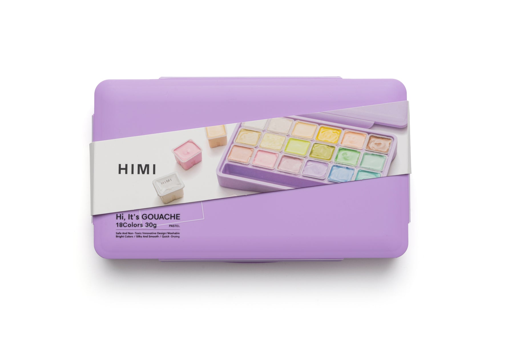 Himi Jelly Cup Gouache Set-18 Colours (Purple Case-Pastel Edition)