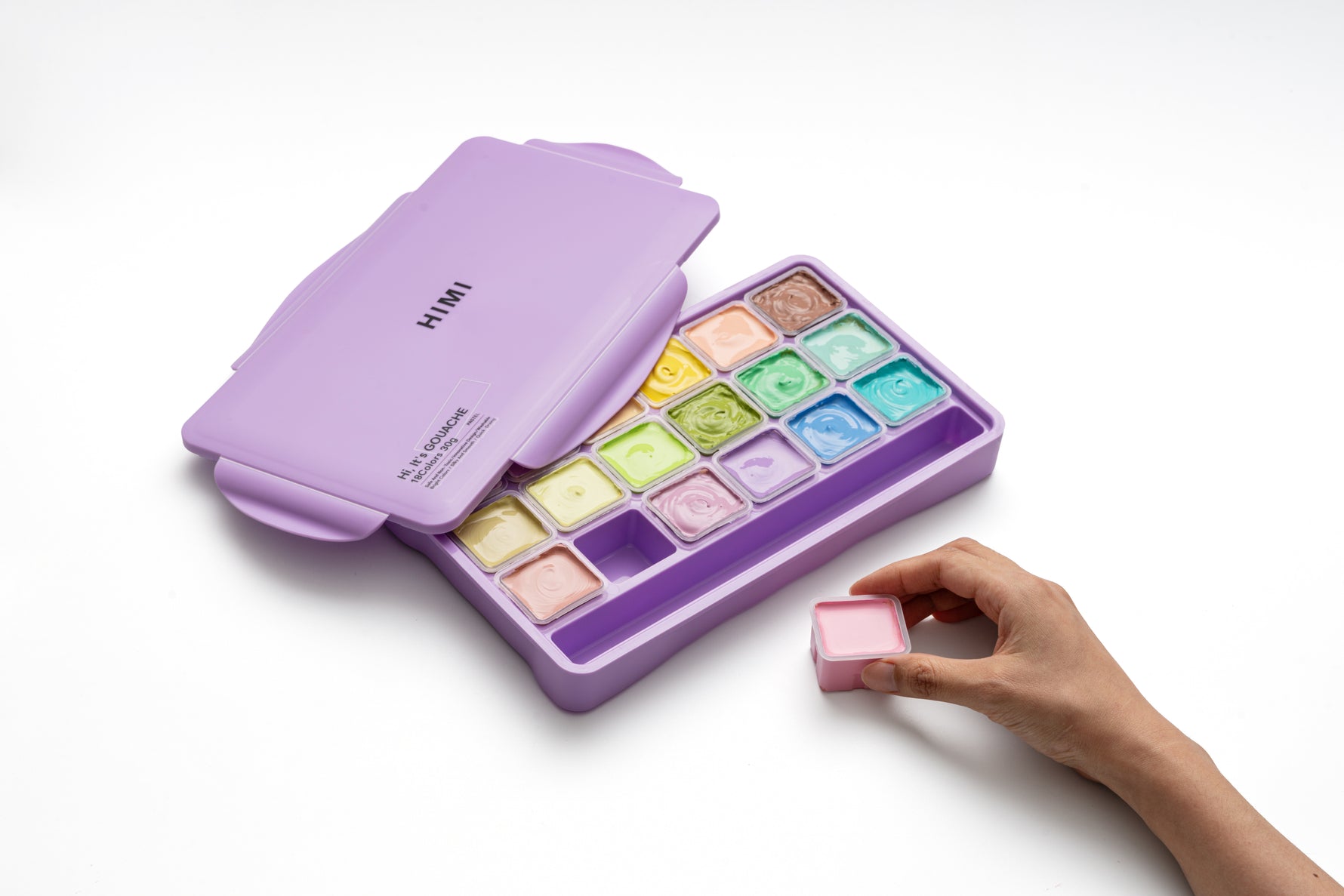 Himi Jelly Cup Gouache Set-18 Colours (Purple Case-Pastel Edition)