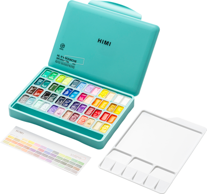 Himi Twin Cup Gouache Set-48 Colours (Green Case)
