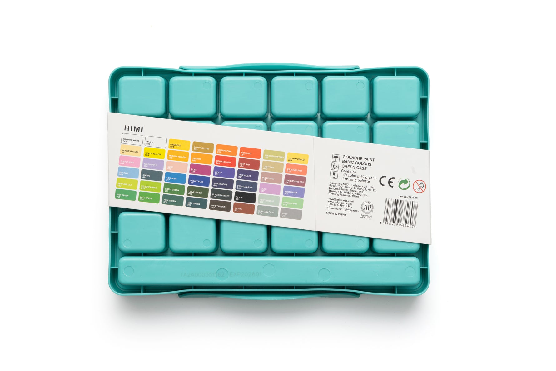 Himi Twin Cup Gouache Set-48 Colours (Green Case)