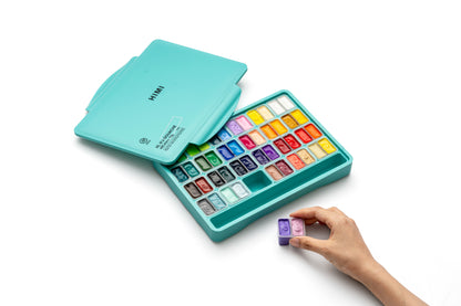 Himi Twin Cup Gouache Set-48 Colours (Green Case)