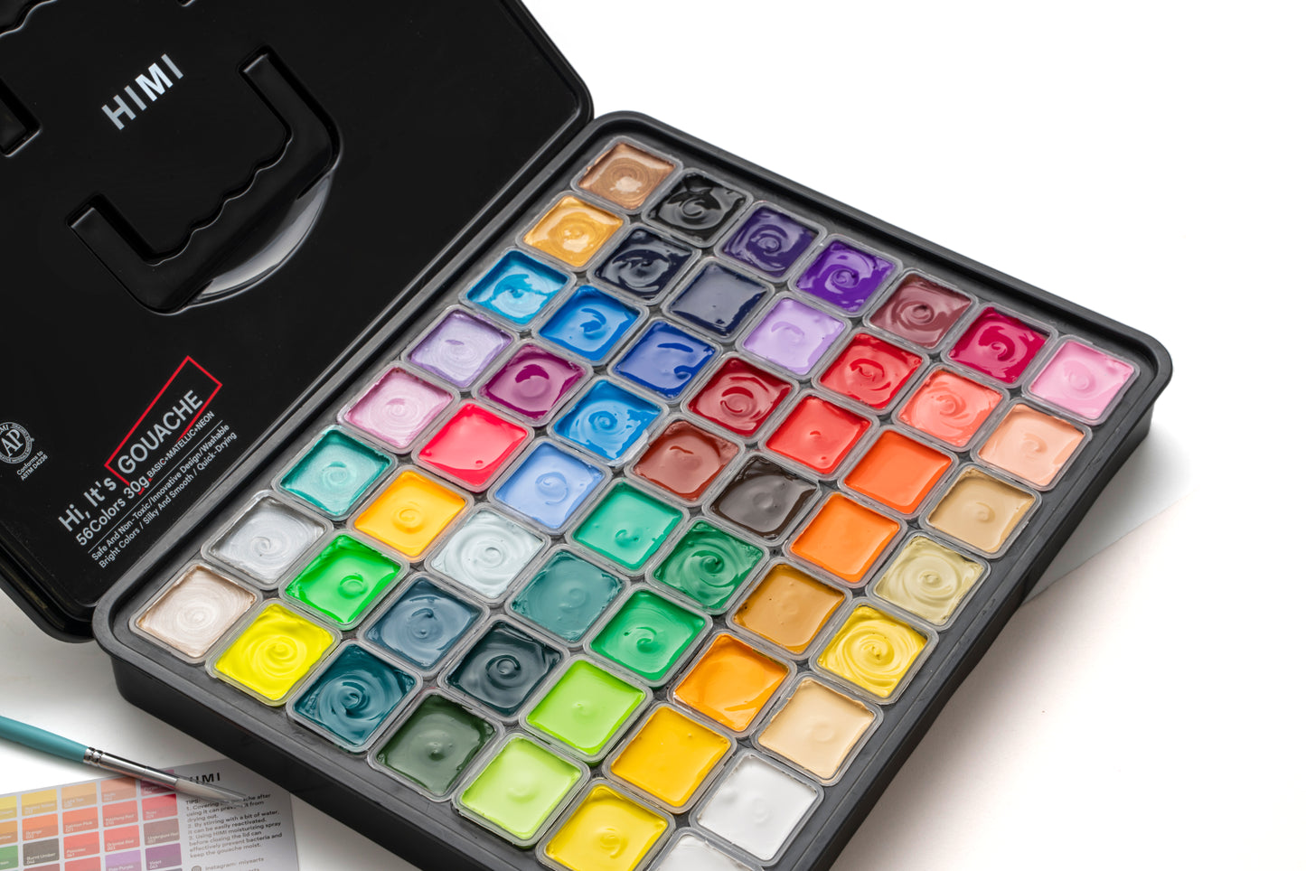 Himi Jelly Cup Gouache Set-56 Colours (Black Case)