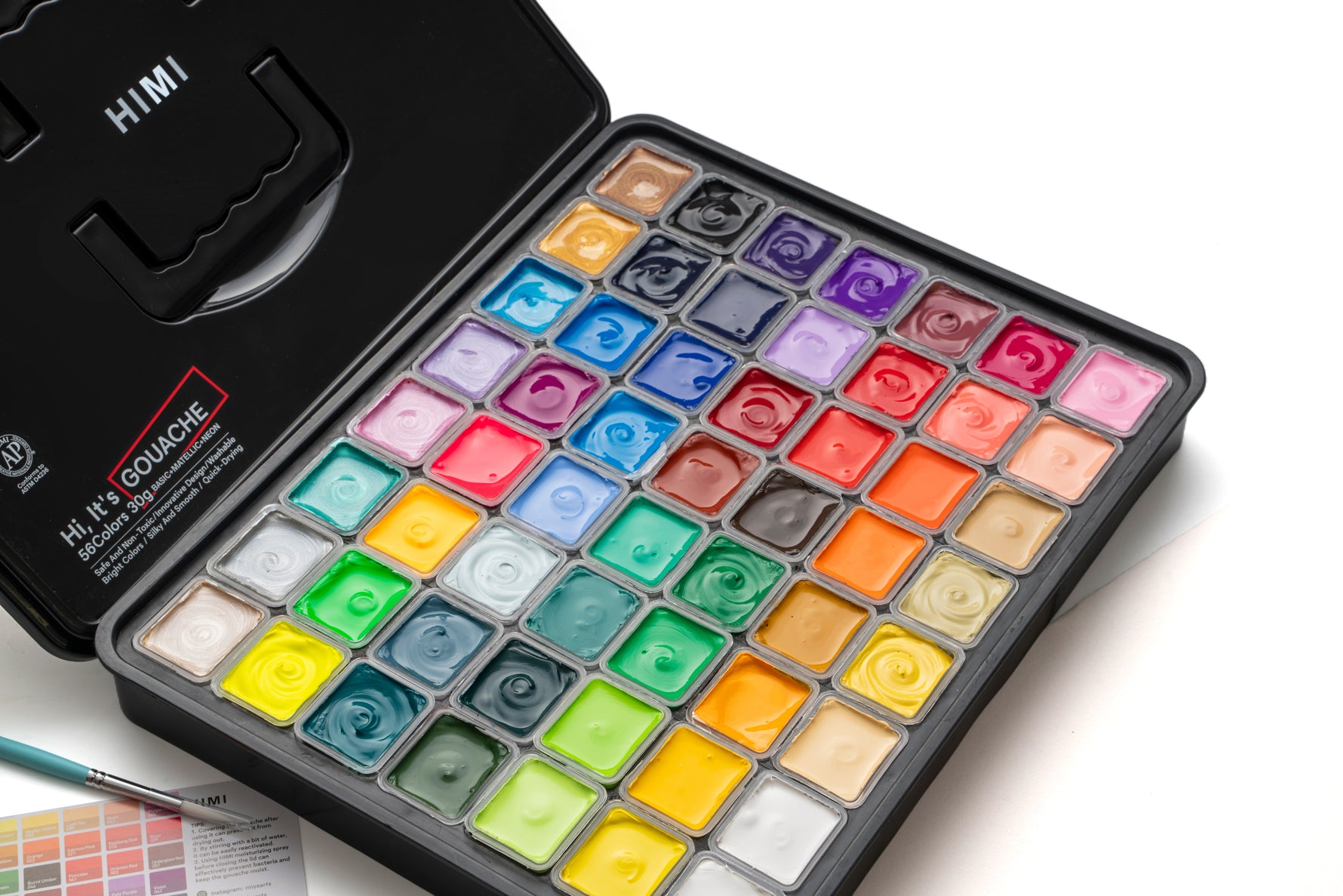 Himi Jelly Cup Gouache Set-56 Colours (Black Case)