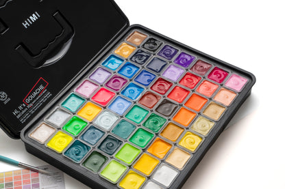 Himi Jelly Cup Gouache Set-56 Colours (Black Case)