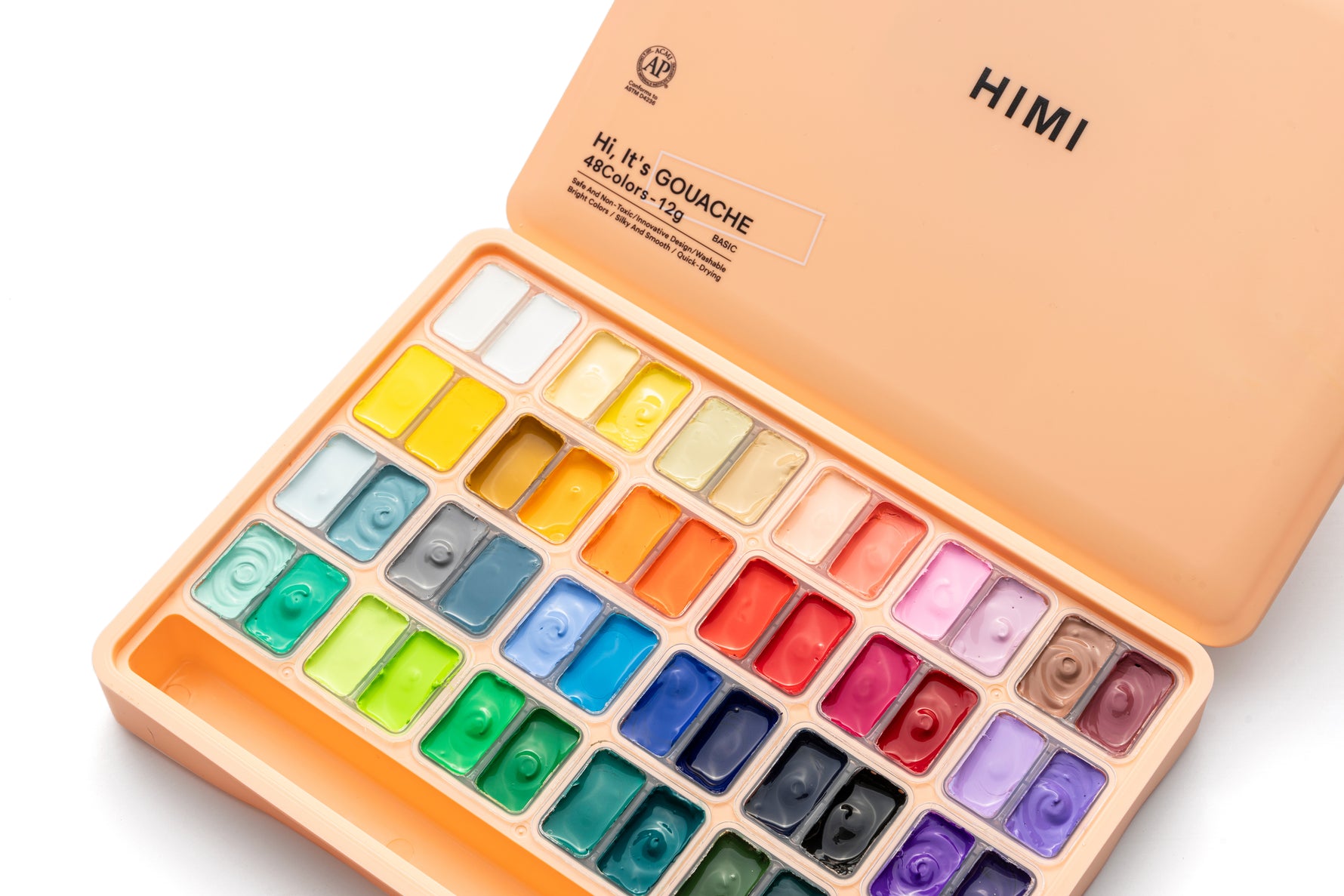 Himi Twin Cup Gouache Set-48 Colours (Peach Fuzz Case)