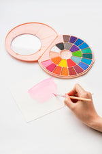 Himi Solid Watercolour Set -24 Colours in Pans+Brush (Pink Case)