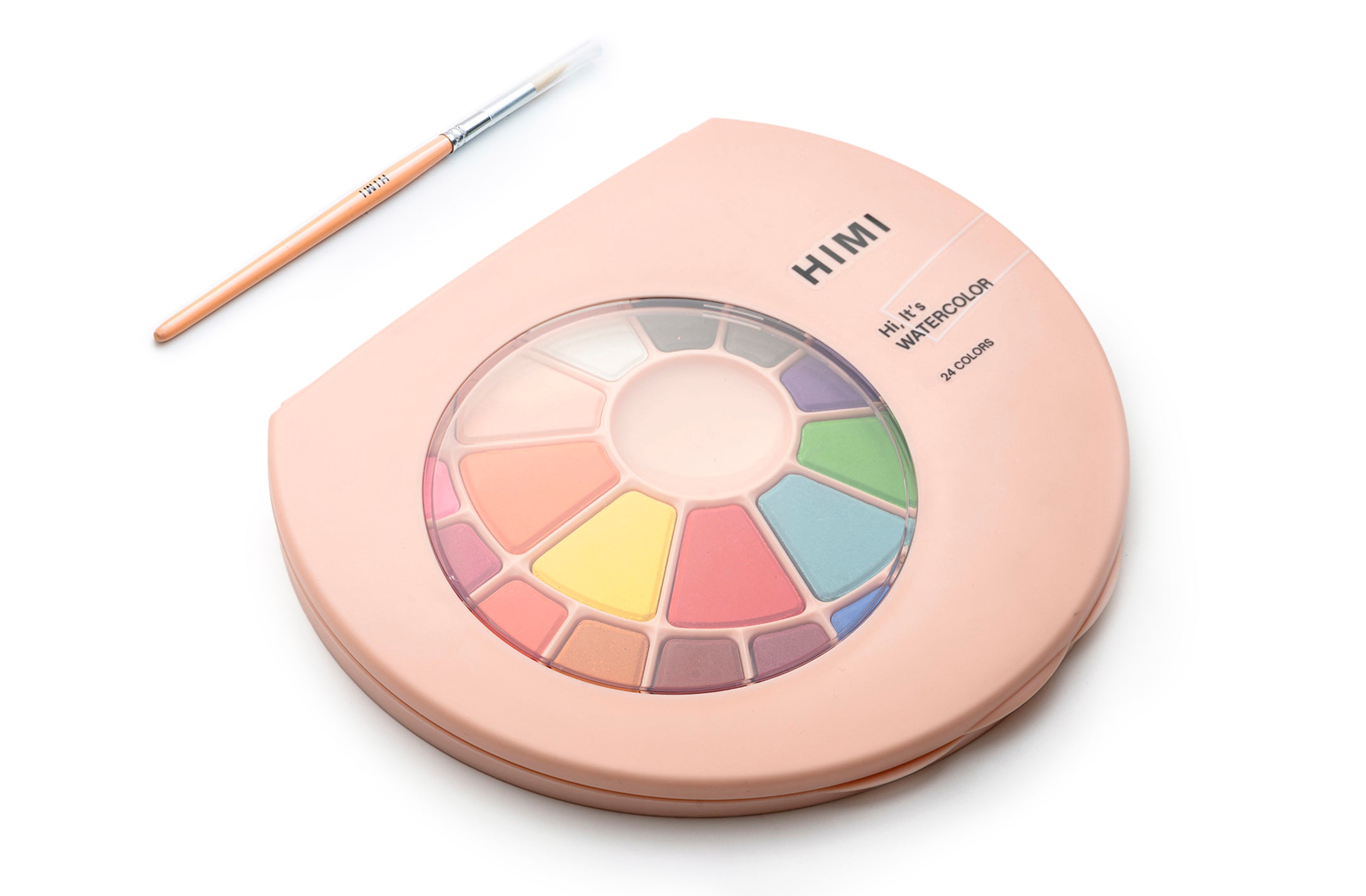 Himi Solid Watercolour Set -24 Colours in Pans+Brush (Pink Case)