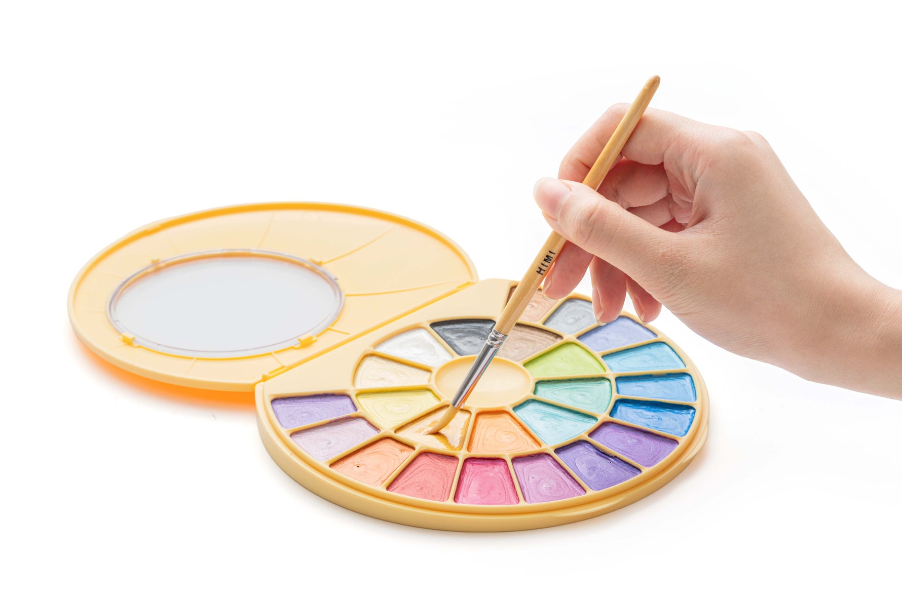Himi Semi-Moist Watercolour Set-24 Colours (Yellow Case-Metallic Edition)