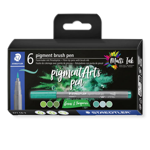 Staedtler Pigment Soft Brush Pen 1/6 Green-Turquoises