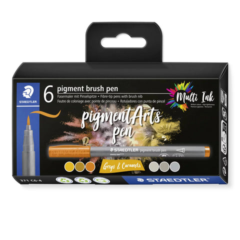Staedtler Pigment Soft Brush Pen 1/6 Grey-Caramel