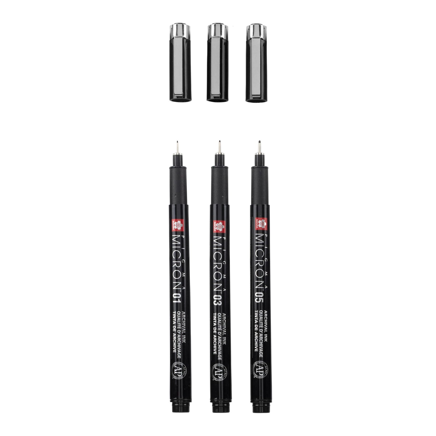 Sakura Pigma Micron Black Edition set + free pen case | 3 sizes, black