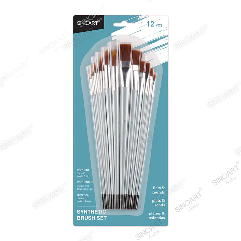 Sinoart Long Handle Nylon Brush Set Nylon Hair Brush Set