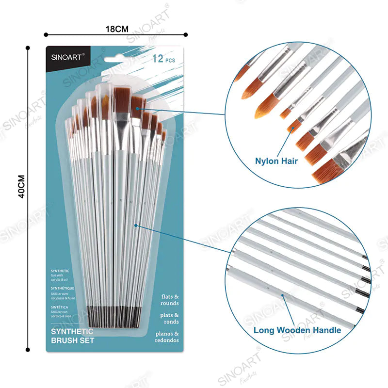 Sinoart Long Handle Brush Set 12pcs