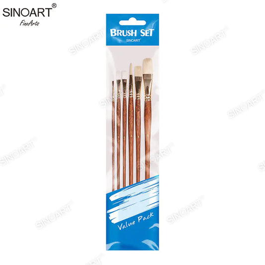 sinoart Golden Ferrule Long Handle Painting 6PK Brush Set