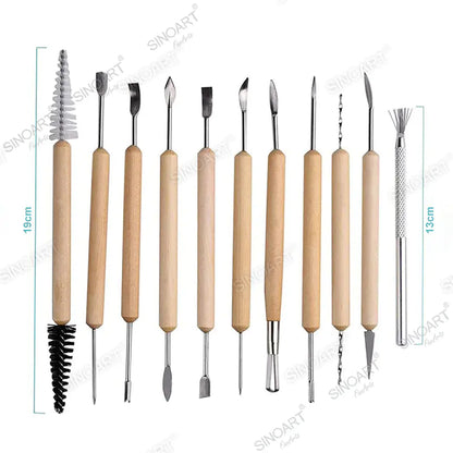 Sinoart 11pcs Clean-Up Tool Kit Set Sculpting Hand Tool Kit Pottery & Ceramic Tool