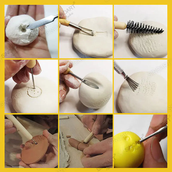 sinoart 11pcs Clean-Up Tool Kit Set Sculpting Hand Tool Kit Pottery & Ceramic Tool