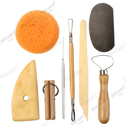 sinoart 8 Pcs Pottery Tool Set Double-Ended Tool Pottery & Ceramic Tool