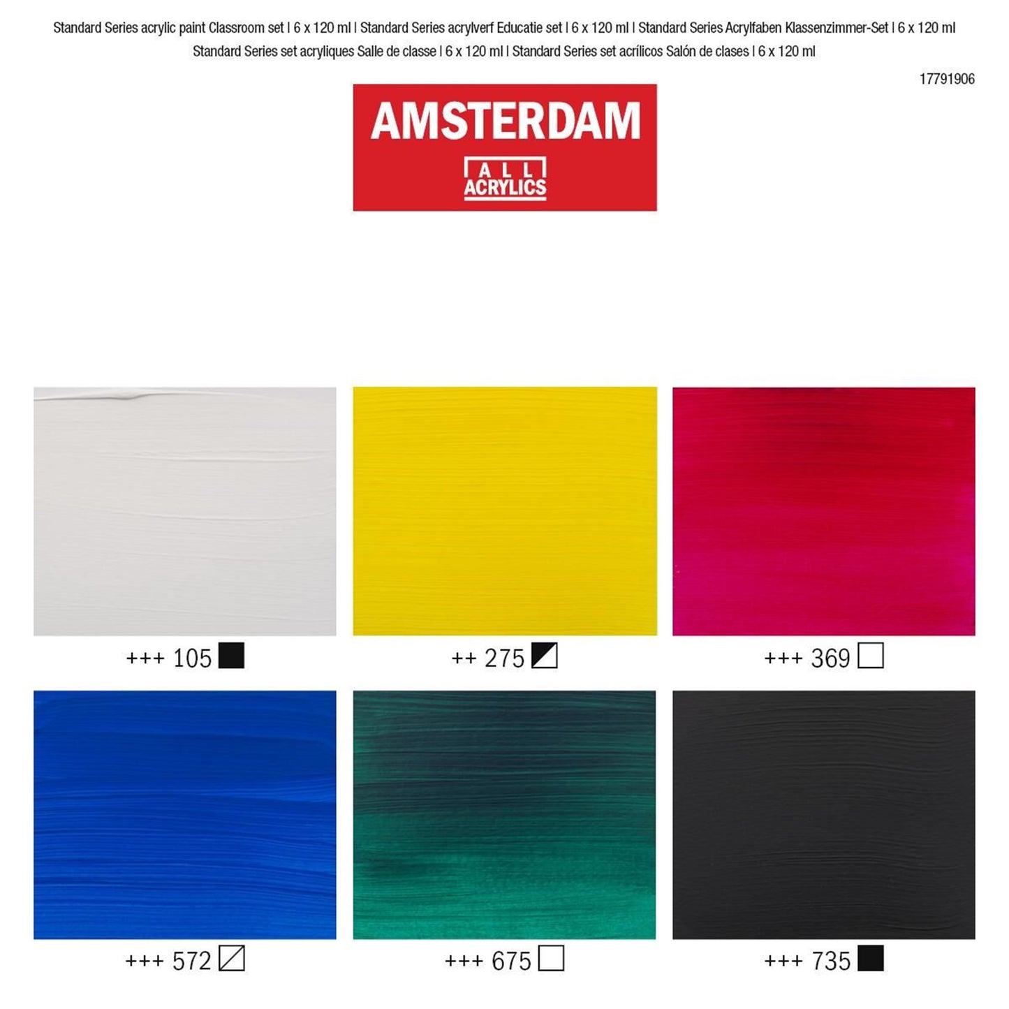 Amsterdam Standard Series acrylic paint classroom set | 6 x 120 ml