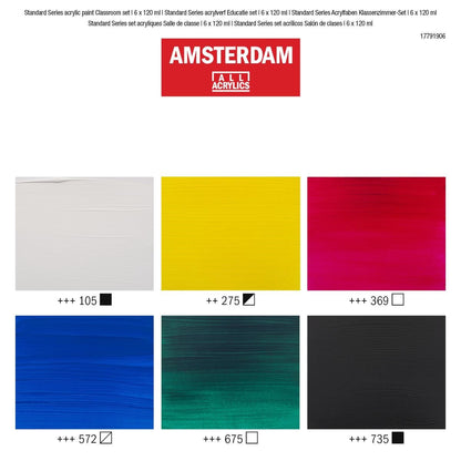 Amsterdam Standard Series acrylic paint classroom set | 6 x 120 ml
