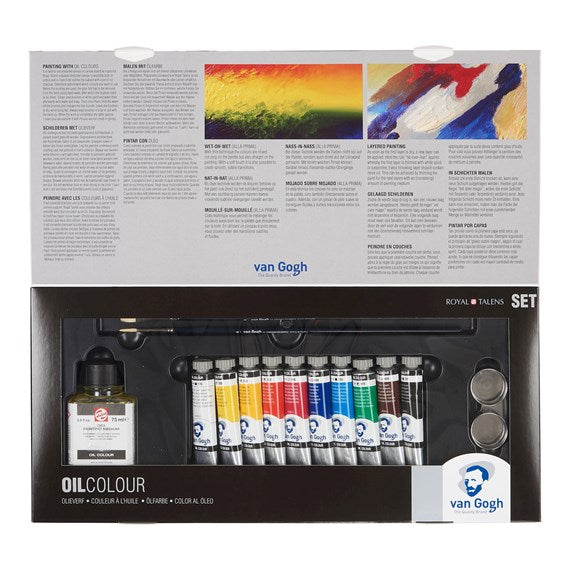 Van Gogh Oil Colour Advanced Set with 10 Colours in 20ml Tube + Accessories 02820415