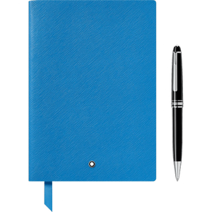 Montblanc Gift Set with Meisterstück Classique Platinum Ballpoint and Notebook #146 Technicolour Blue 124172