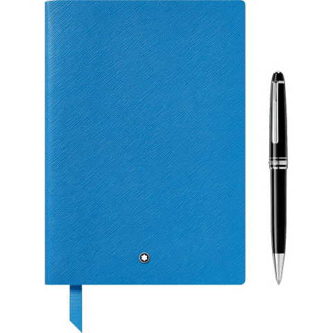 Montblanc Gift Set with Meisterstück Classique Platinum Ballpoint and Notebook #146 Technicolour Blue 124172