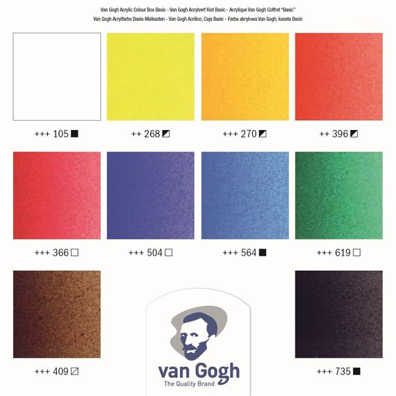 Van Gogh Acrylic Colour Wooden Box Basic with 10 Colours in 40ml Tube + Accessories 22840513