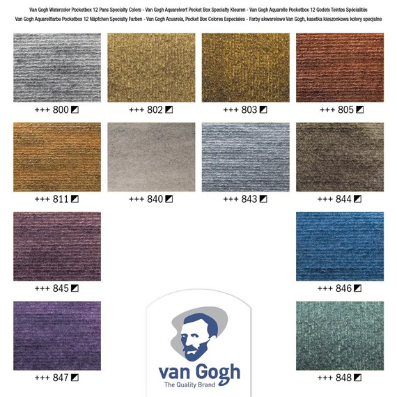 Van Gogh Pocket Box Water Colour - Metallic Colours